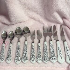 Disney Black and White Beauty and the Beast stainless steel Flatware Set